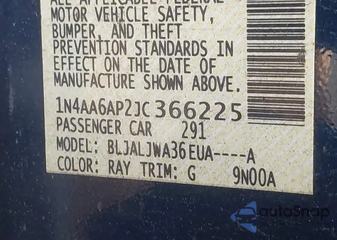 2018 Nissan Maxima 3.5 Sv из США, поврежденный, VIN 1N4AA6AP2JC366225